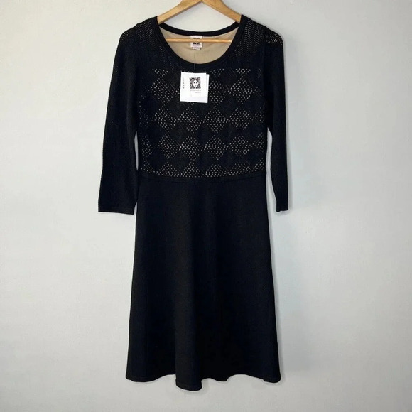 Anne Klein Black Midi Sweater Dress Sz S Office Buisness Casual Classic Comfy - Picture 1 of 11